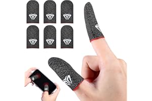 Ptwola 6 Pieces Gaming Finger Sleeves Anti Sweat Gaming Thumb Sleeve Silver Fiber Thin Mobile Finger Protectors Smooth Feel Gamer Gloves Accessories for Most Touchscreen Devices Tablet Phone