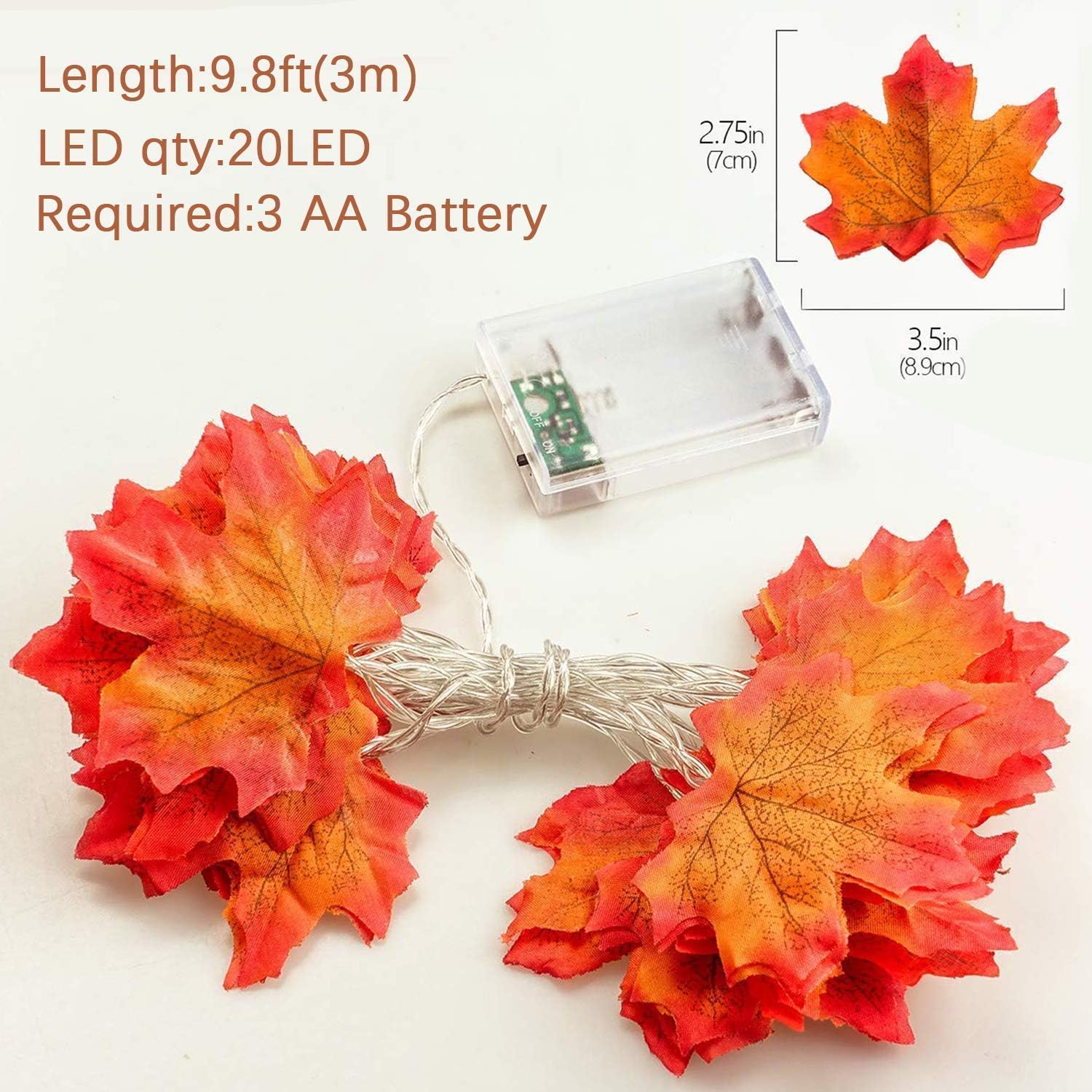 2 Pack Thanksgiving Lights Fall Maple Leaves String Lights Thanksgiving Decorations, Total 20 Ft & 40 LED Maple Leaves Lights Battery Operated Fall Lights for Holiday Autumn Garland Home Indoor Decor: Home Improvement