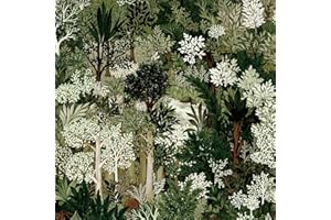Kalafona Green Botanical Peel and Stick Wallpaper – Vintage Forest Wall Paper, Renter Friendly Removable Self Adhesive Natura