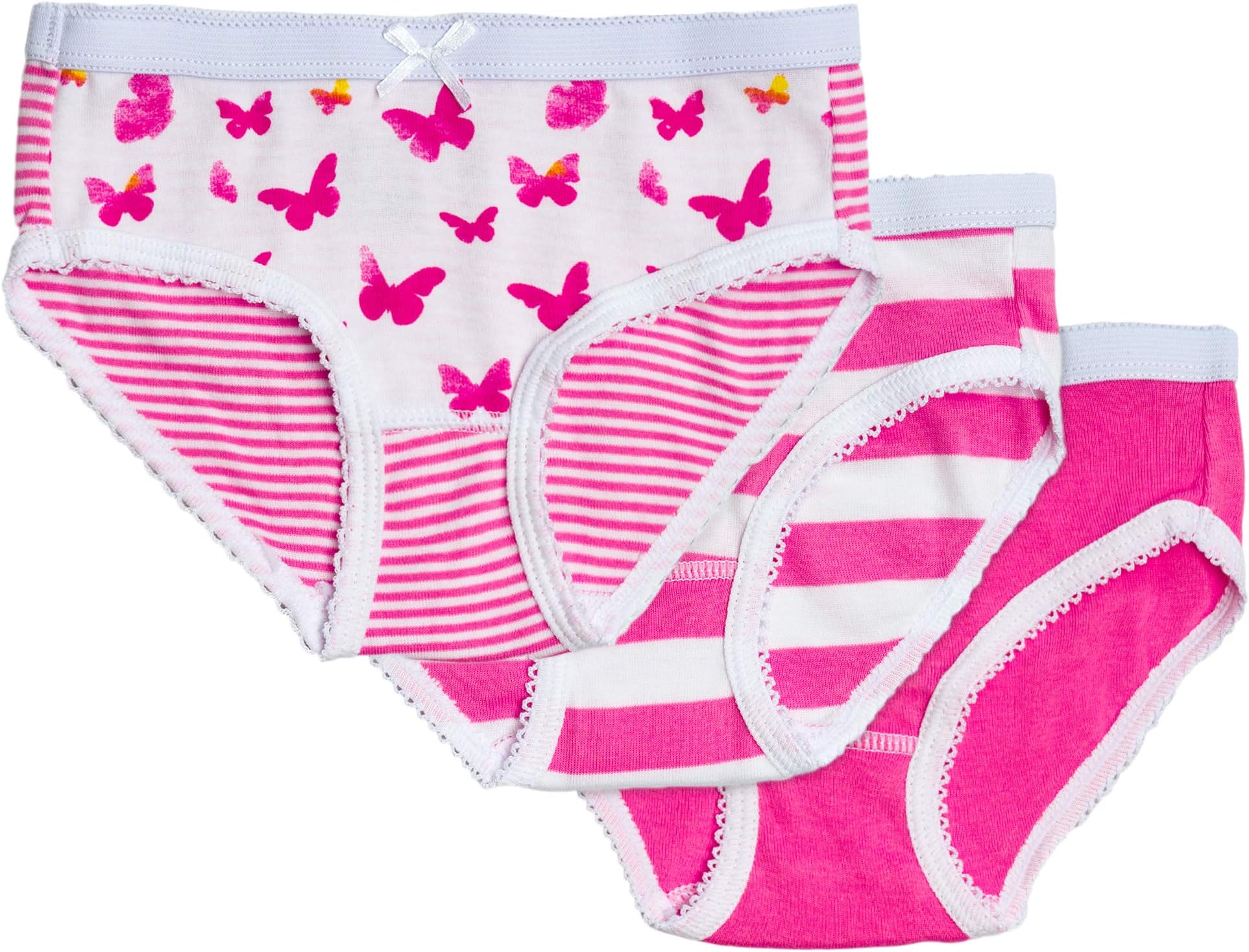Feathers Girls Butterfly Print Tagless Briefs Underwear Super Soft Panties 3 -Pack