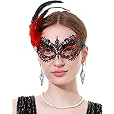 LA CARRIE Metal Feather Masquerade Face Mask for Women Venetian Antique Mardi Gras Masks for Halloween Party Costumes