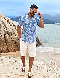 COOFANDY Mens Hawaiian Shirts Short Sleeve Button