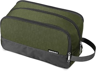 WANDF Toiletry Bag Water-Resistant Nylon Travel Dopp Kit Army Green