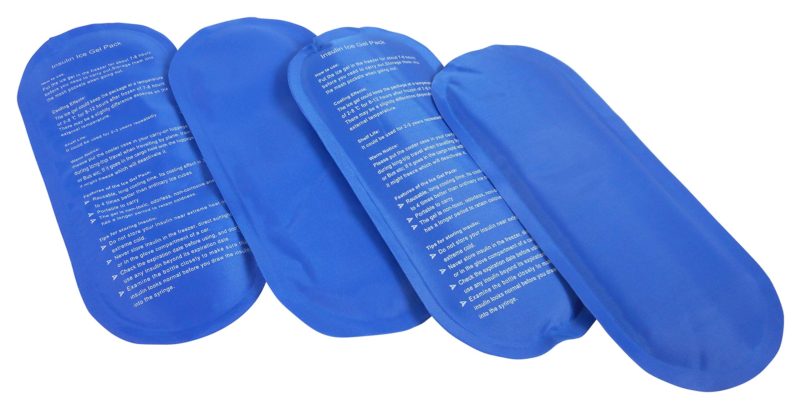 4 X 48 Hour Extra Cool Reusable Ice Packs by HEALUA- for Use in HEALUA Diabetic Organizer Portable Medical Travel Cooler Case
