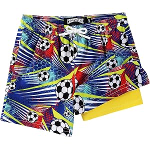 CoozySphere Boys Swim Trunks with Mesh Compression Liner for Kids 4-12Y | Quick Dry, Anti-Chafing, Stay in Place, UV Protecti