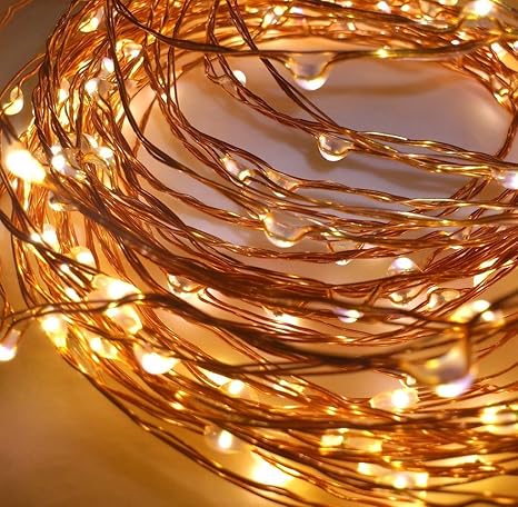 TONY STARK Copper String Battery Operated LED Lights, Fairy,Garden, Decoration Party Wedding Diwali Christmas Copper String Lights (100 LED Battery)