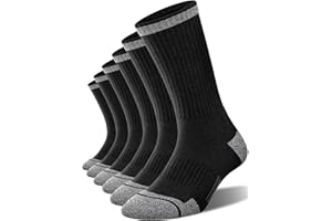 FITRELL 6 Pack Men's Athletic Moisture Wicking Crew Socks Cushioned Sport Running Work Boot Socks Size 9-12/12-15