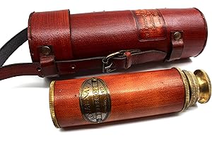 OCEAN REPLICAS Pirate Brass Telescope – 25x30 Spyglass Monocular for Kids & Adults, Vintage Collapsible Brass Scope for Hiking, Travel, Nautical Decor – Handheld Pirate Telescope with Glass Optics