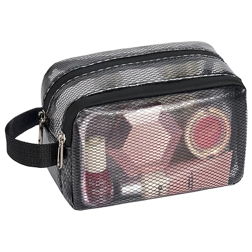 Vorspack Small Travel Toiletry Bag - Translucent Toiletry Bag for Women Hanging Toiletries Bag for Men Water Resistant Doop Kit Travel Bag for Toiletries Accessories - Black