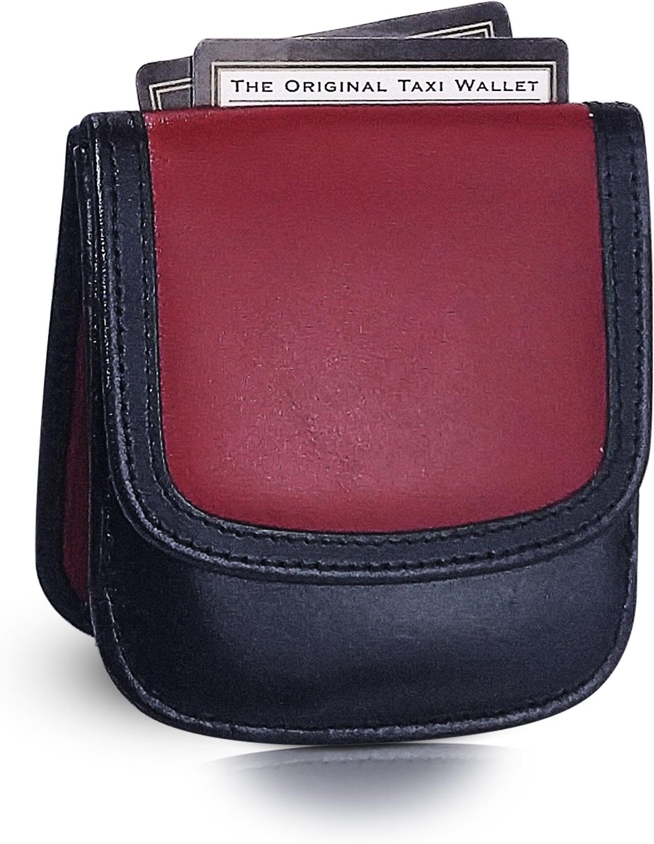 TAXI WALLET Red + Black Small Compact Slim Genuine Leather Coin Purse Wallet and Card Holder