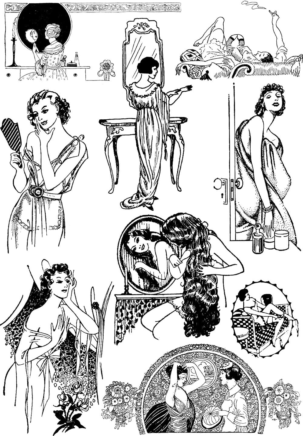 Vintage Pin Up Make Up and Bathing/Large Sheet 8"x10" // FLONZ