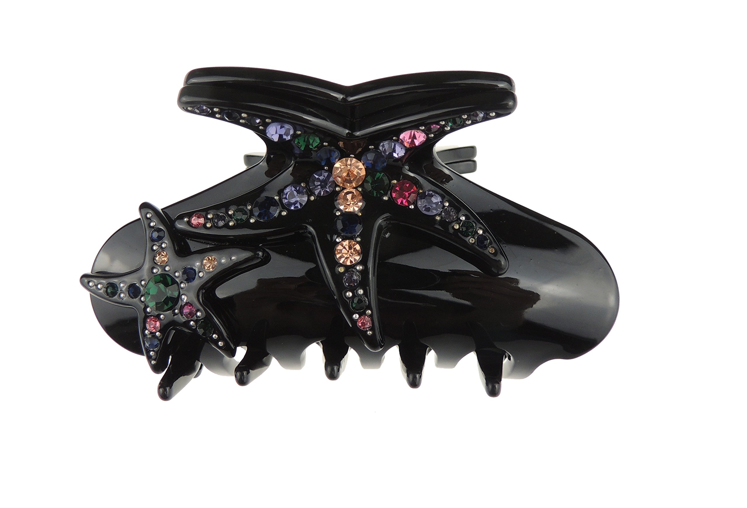Sparkly Women Girls Crystal Diamante Rhinestone Gems Bridal Wedding Formal Occasion Headpiece Party Styling Hair Accessories Butterfly Claw Jaw Clip Octopus Clamp 9cm Starfish Black