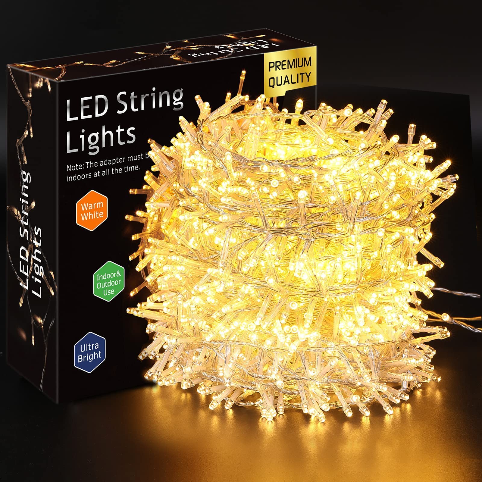 ELKTRY Outdoor Christmas Lights, 50M 2000LED Christmas Tree Lights Mains Powered, Fairy Lights 8 Modes with Timer Function Waterproof for Christmas Party Wedding Garden Bedroom Decoration-Warm White — image 1