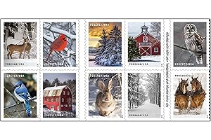 UNITED STATES POSTAL SERVICE USPS Winter Scenes Forever Postage Stamps Book of 20 First Class US Postal Holiday Celebrations Wedding Celebration Anniversary Traditions (20 Stamps)