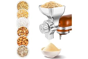 JOOKE Metal Grain Mill Attachment for KitchenAid Stand Mixer,Flour Mill Wheat Grinder for Kitchen Aid Accessories and Attachments,Fit Grinding Non-Oily Dry Grains Wheat,Coffee Beans,Corn,Oats,Other Cereals
