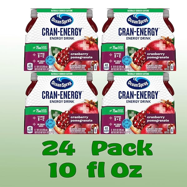 OCEAN SPRAY ENERGY CRAN-POMEGRANATE JUICE DRINK 10 FL OZ PLASTIC BOTTLES 24 PACK