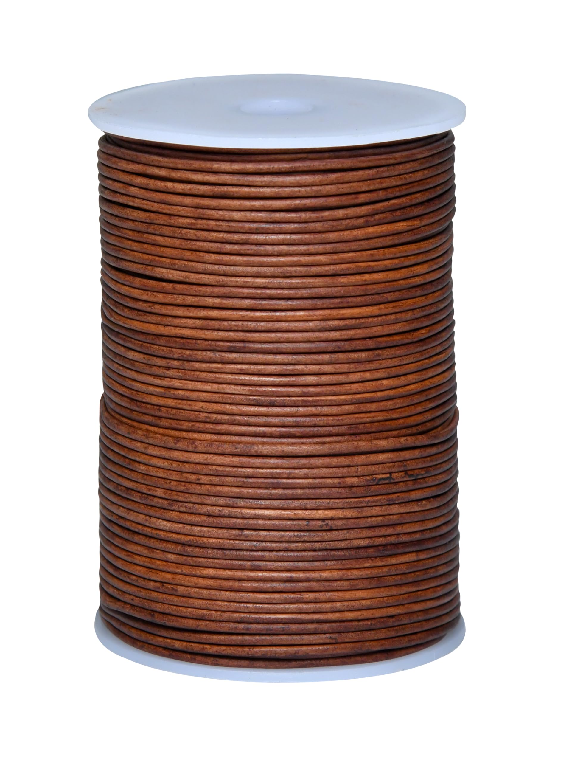Cords Essentials Round Genuine Leather String Cord, Rope for Jewelry Making, Necklaces, Bracelets, Kumihimo Braiding, Wraps, Crafts and Hobby Projects (Distressed Saddle, 2.0 MM) โ image 1