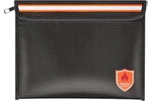 Orikithem Fireproof Document Bag - 2200°F with Heat Insulated,Fireproof Money Bag for Cash with Zipper and Reflective Strip,Waterproof Document Pouch and Fireproof Box for Valuables,Large Black