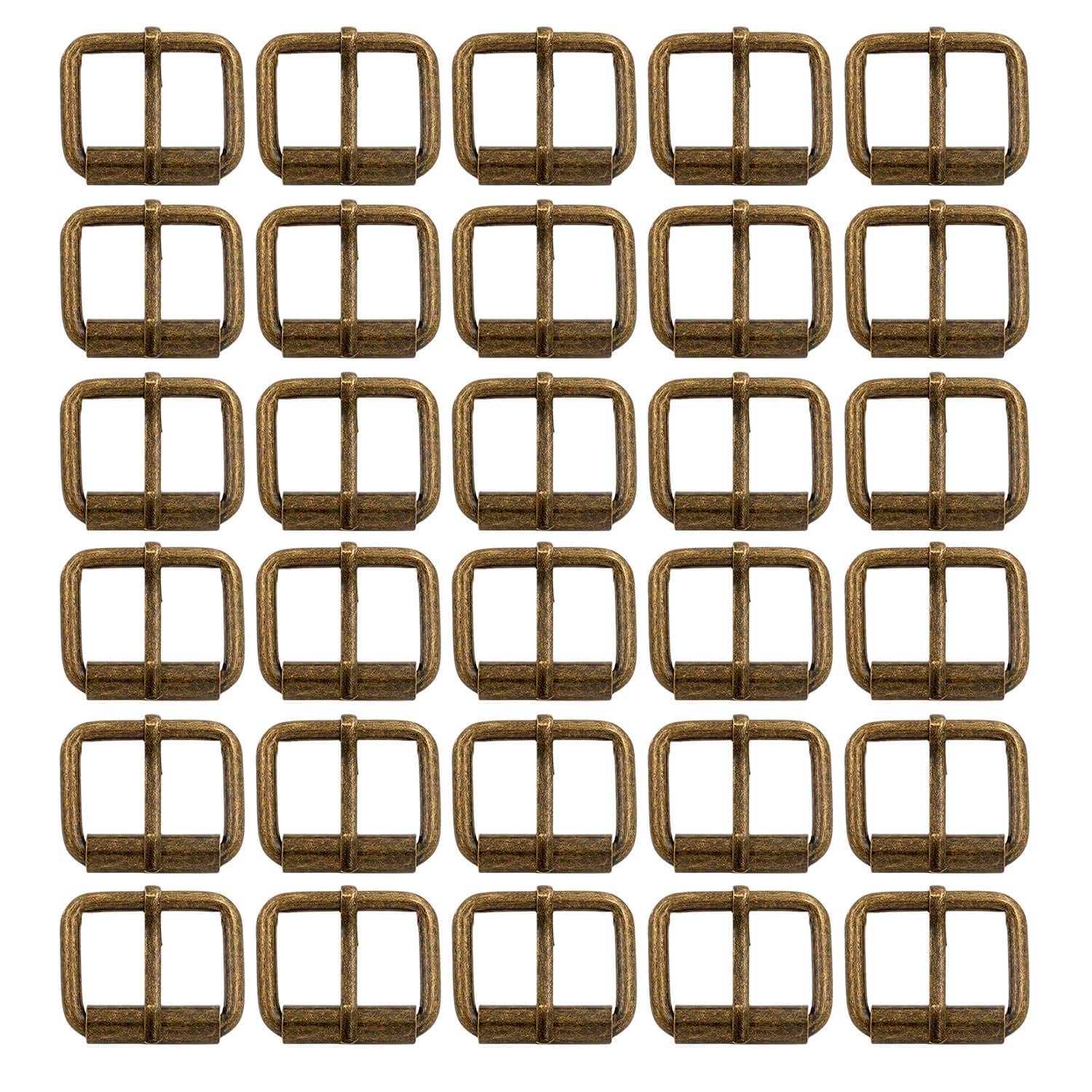 BIKICOCO Roller Buckle, 1 x 3/4 Inch Heel Rolling Bar Buckles for Bags Leather Webbing Straps, Bronze - Pack of 30