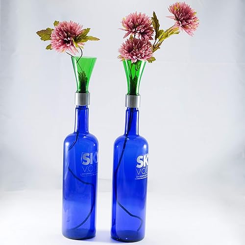 Amazon Com Recycled Sky Vodka Cobalt Blue Bottle Flower Vase