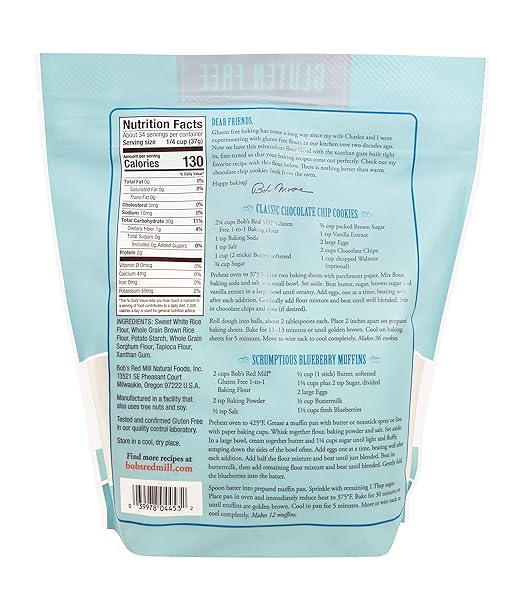 BOB’S RED MILL GLUTEN FREE 1 TO 1 BAKING FLOUR, 44OZ (PACK OF 1) – NON GMO, VEGAN, KOSHER
