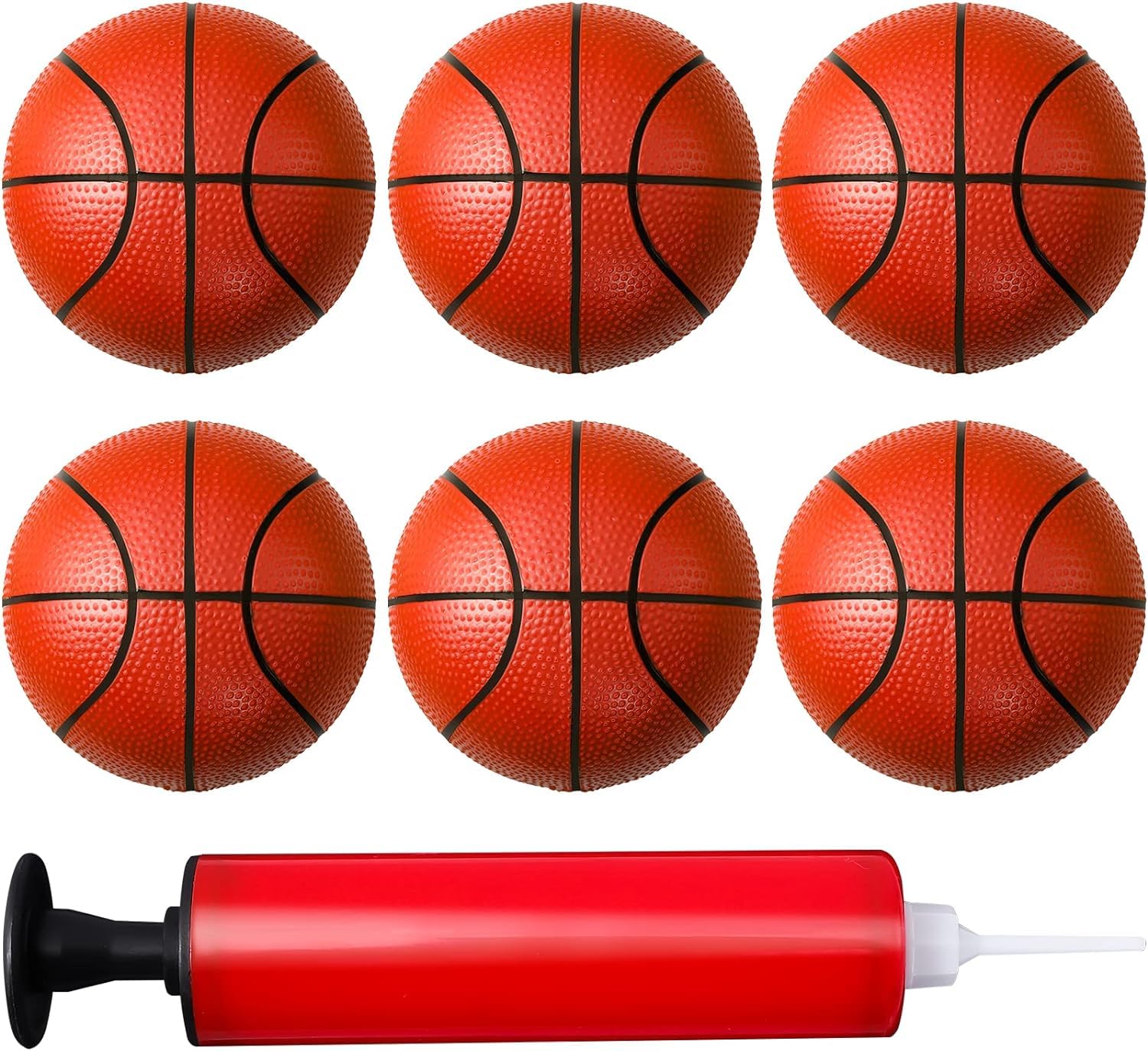 Ausurme 6 Inch Mini Basketball, 6 Pack for Kids With Air Pump - Inflatable Miniature Set, Small Toy Rubber Ball for Indoor Outdoor Beach Pool Sports Game Party