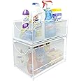 Sorbus® Cabinet Organizer Set—Mesh Storage Organizer with Pull Out Drawers—Ideal for Countertop, Cabinet, Pantry, Under the Sink, Desktop and More (White Two-Piece Set)