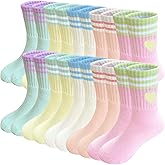 Bemeol Girls Socks Athletic Crew Socks Sports Soft Breathable Casual School Sock for Little Big Kids