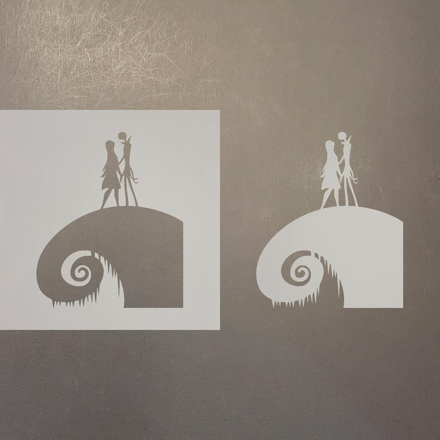 Mixed Media - Jack And Sally Reusable Mylar Stencil - Art Craft Supplies 8 Inch