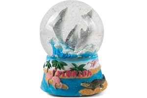Elanze Designs Florida Dolphins Tabletop Dresser Nightstand Figurine Decoration 100MM Sturdy Glitter Water Wind Up Musical Snow Globe Plays Tune by The Beautiful Sea