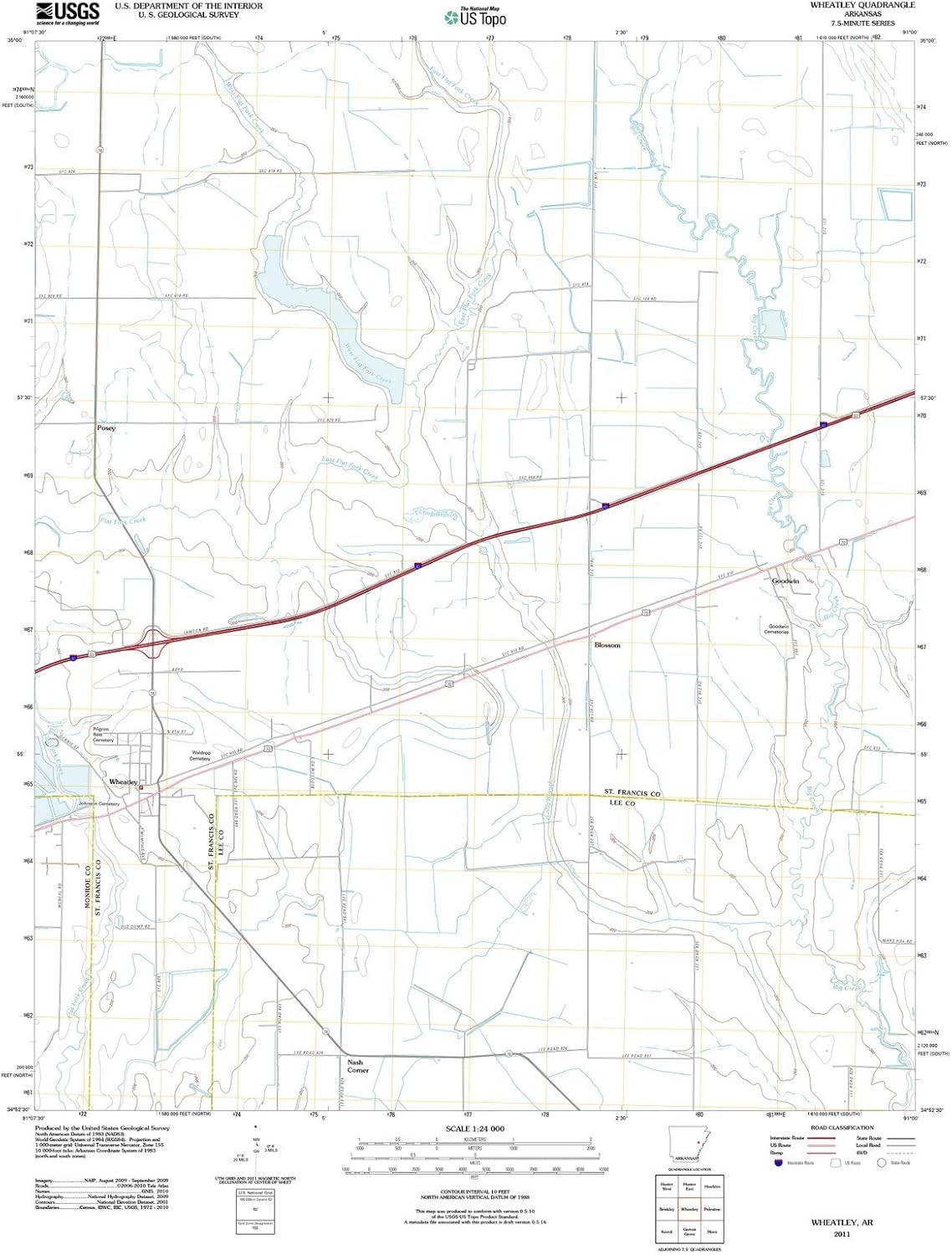 2011 Wheatley, AR Arkansas USGS Historical Topographic