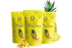 Akshit Dried Pineapple, Dried Pineapple No Sugar Added, Unsweetened Dehydrated Pineapple Snack, Dried Pineapple Slices, Dried Pineapple Unsweetened Bulk, Dry Pineapple Chunks, All-Natural Dried Fruit, Non-GMO, Healthy Snack For Kids and Adults Pack of 3