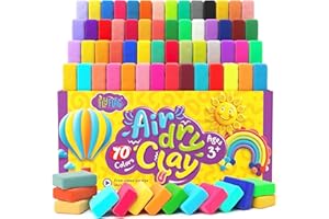 FLY FLAG FlyFlag Air Dry Clay - 70 Colors, Ultra Light and Soft, Non-Toxic Modeling Clay for Kids with Tools and Tutorials, for Creative Play and Learning