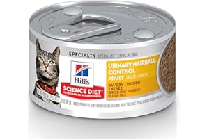 Hill's Science Diet Urinary Hairball Control, Adult 1-6, Urinary Track Health & Hairball Control Support, Wet Cat Food, Chicken Minced, 2.9 oz Can, Case of 12