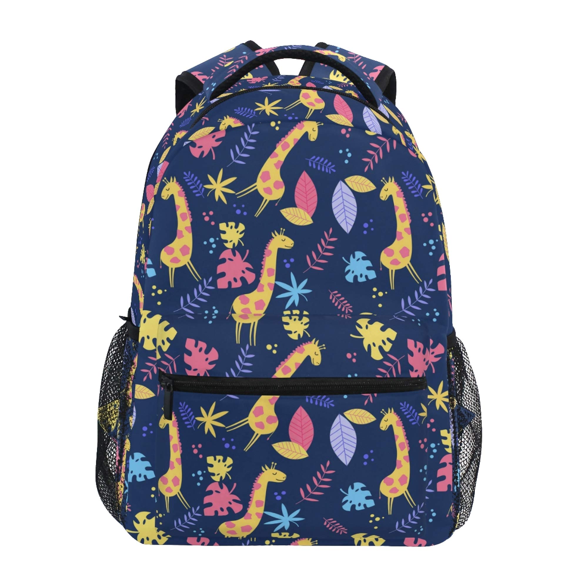 Children's Backpack, Schoolbag Cute Yellow Giraffe Tropical Leaves Large Capacity Students Bookbag Rucksack Knapsack for Boys Girls Adults Teen