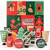 BODY & EARTH # LOVE Advent Calendar 2025 Womens Christams Gifts, Advent Beauty Calendar for Teen Girls 12 Days Countdown Calendar Hand Cream Gifts Spa Bath Sets with Body Lotion, Santa Keychain,Green