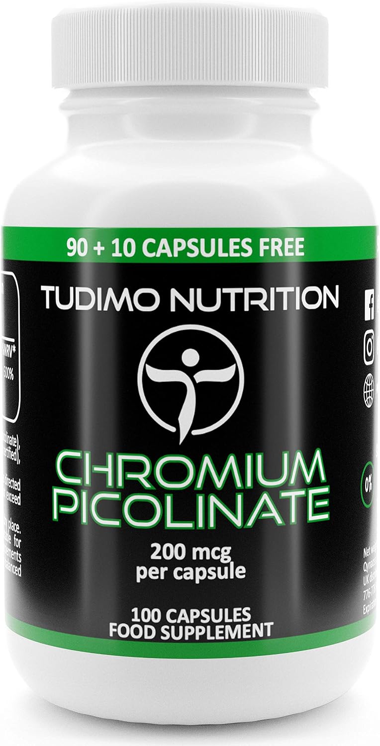 Chromium Picolinate 200mcg Capsules, 100 pcs (3+ Month Supply) of Rapidly Disintegrating Capsules