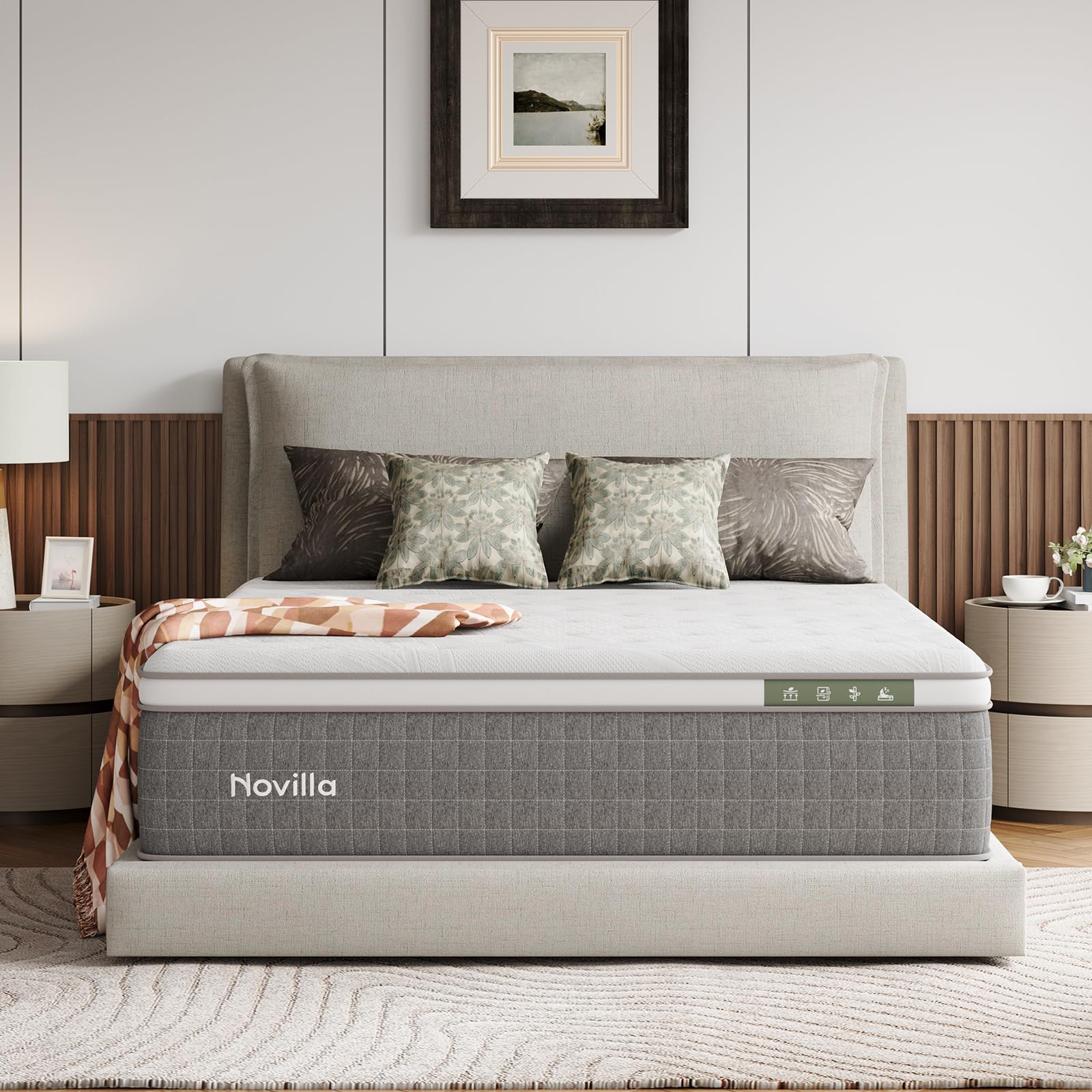 Photo 1 of Novilla 14 Inch Queen Size Mattress,Hybrid Queen Mattress with Gel Memory Foam, Cool-to-Touch Nylon Blend & Pocketed Coils for Adaptive Body Support & Motion Isolation CertiPUR-US Certified