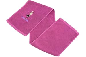 Toyvian Cotton Embroidered Sports Towel, Extra Long 20x110cm Purple, Absorbent Multipurpose Gym and Kitchen