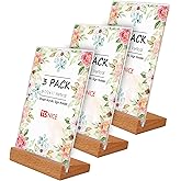 TONICE® 3 Pack 8.5x11 Acrylic Sign Holder L Shape Slant Back Design Clear Acrylic Frame Wood Base, Table Menu Display Stand, Flyer Display (Optional 8.5x11/5x7 Inch L/T Shape)