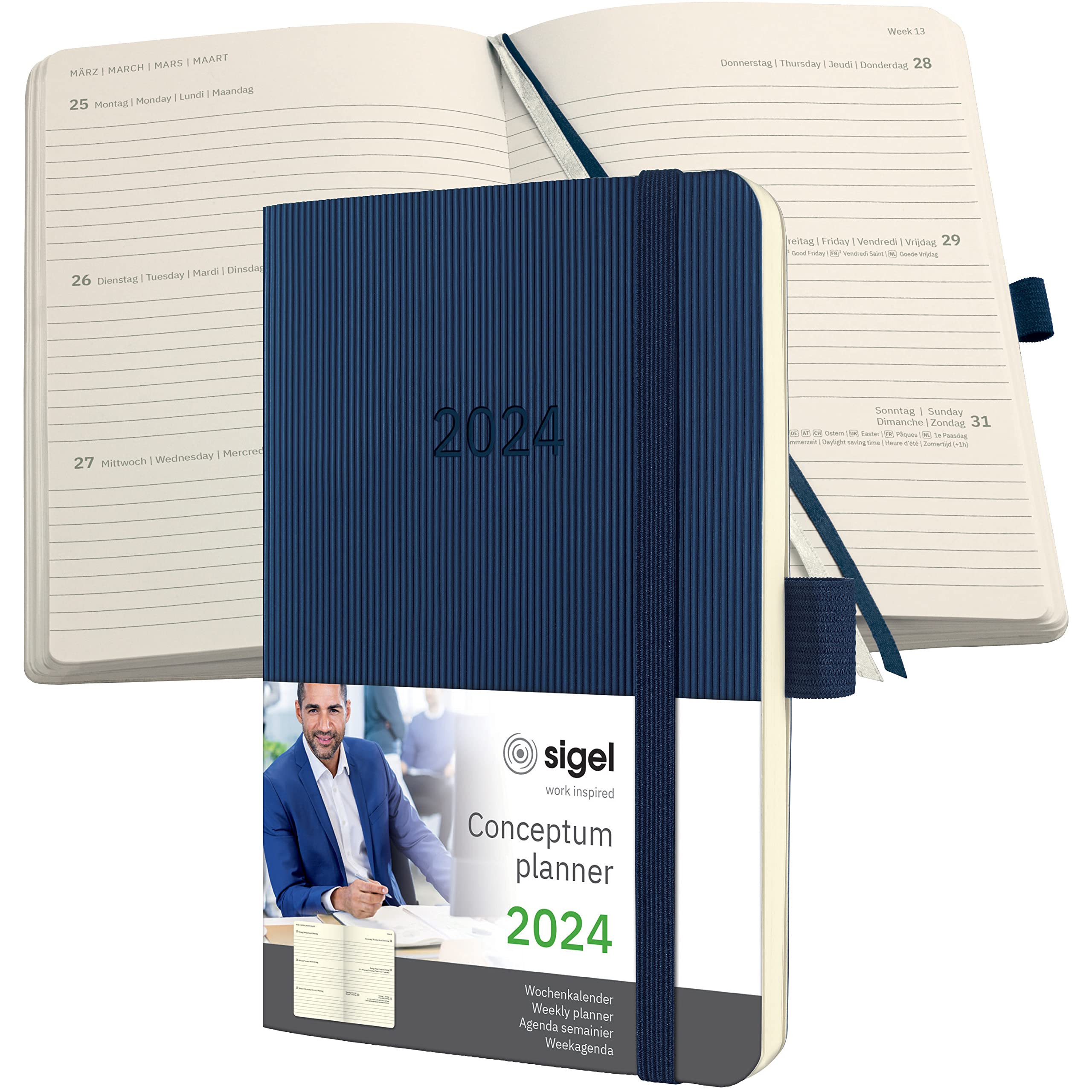 SIGEL C2433 Conceptum Weekly planner 2024, approx. A6, dark Blue, softcover, 2 pages equal to 1 week, 176 pages — image 1