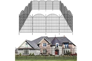 GILPWA 15 Panels Decorative Garden Fence, 33in (H) x 33.46ft (L) No Dig Dog Fences Outdoor for Yard, Rustproof Tall Metal Fencing Panels Animal Barrier Border for Rabbits, Patio Temporary Use
