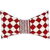 MACKENZIE-CHILDS Lumbar Throw Pillow, Decorative Pillow for Christmas Decor, 11x20, Red Diamond Bow Shaped