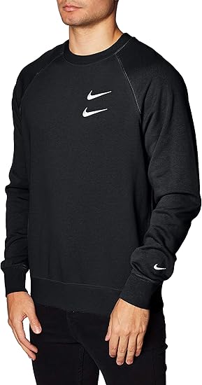 Amazon Co Jp ナイキ スポーツウェア スウッシュ メンズ フレンチテリー クルー Cj4871 010 サイズ M ブラック ホワイト 服 ファッション小物