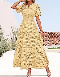 ZESICA Women's 2025 Summer Short Sleeve Maxi Dress