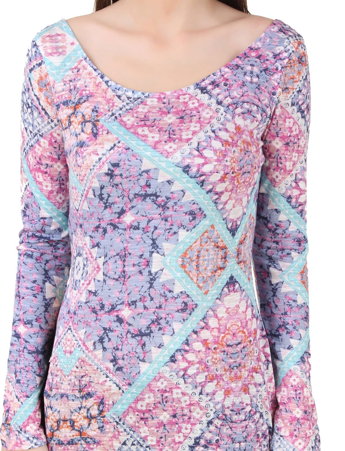 texco abstract pattern printed high slit women maxi dress