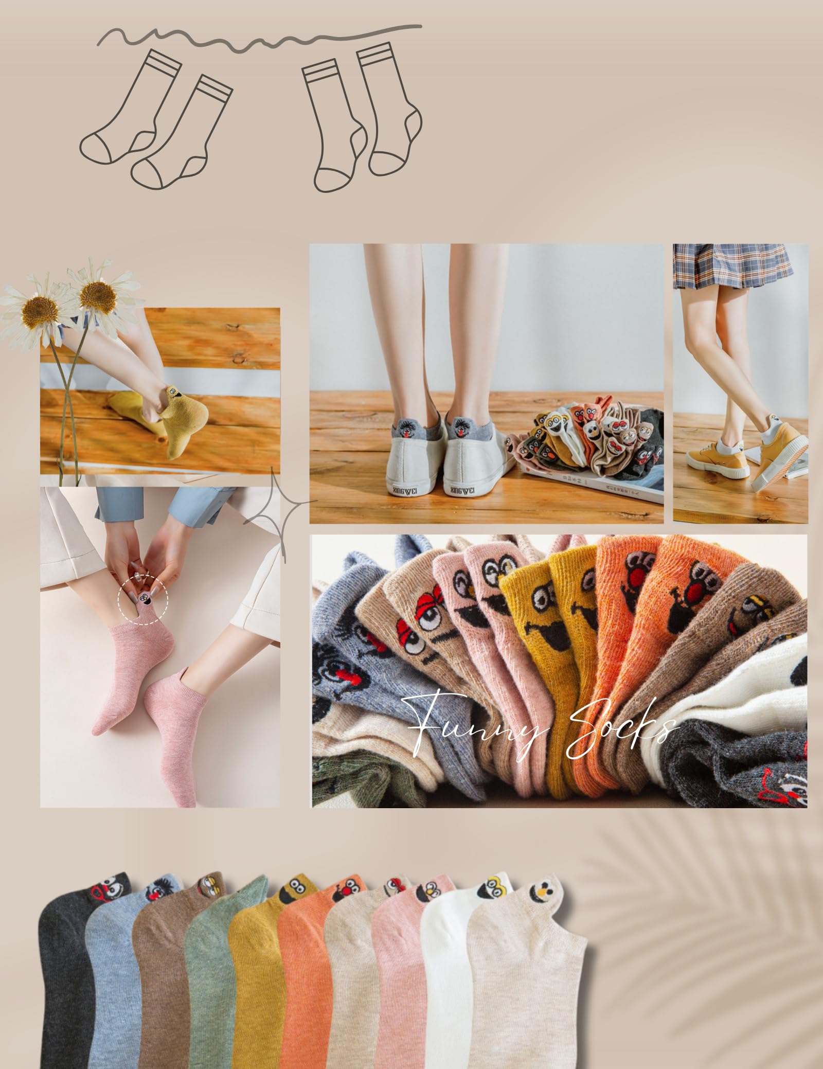 Sporzin Sneaker Socken Damen 39-42 Socken Damen 35-38 Gute Laune Socken 6