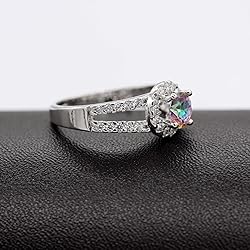 Uloveido Rhodium Plate Multi Color CZ Crystal Ring