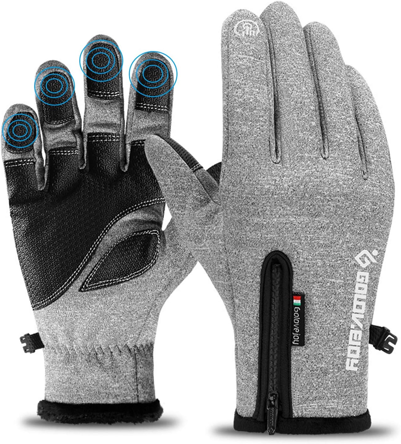 DHSO Winter Gloves for Men,Touchscreen Waterproof Anti-Slip Warm Gloves,Cycling Skiing Hiking Gloves,Suitable for All Outdoor and Indoor Sports (Gray, X-Large)