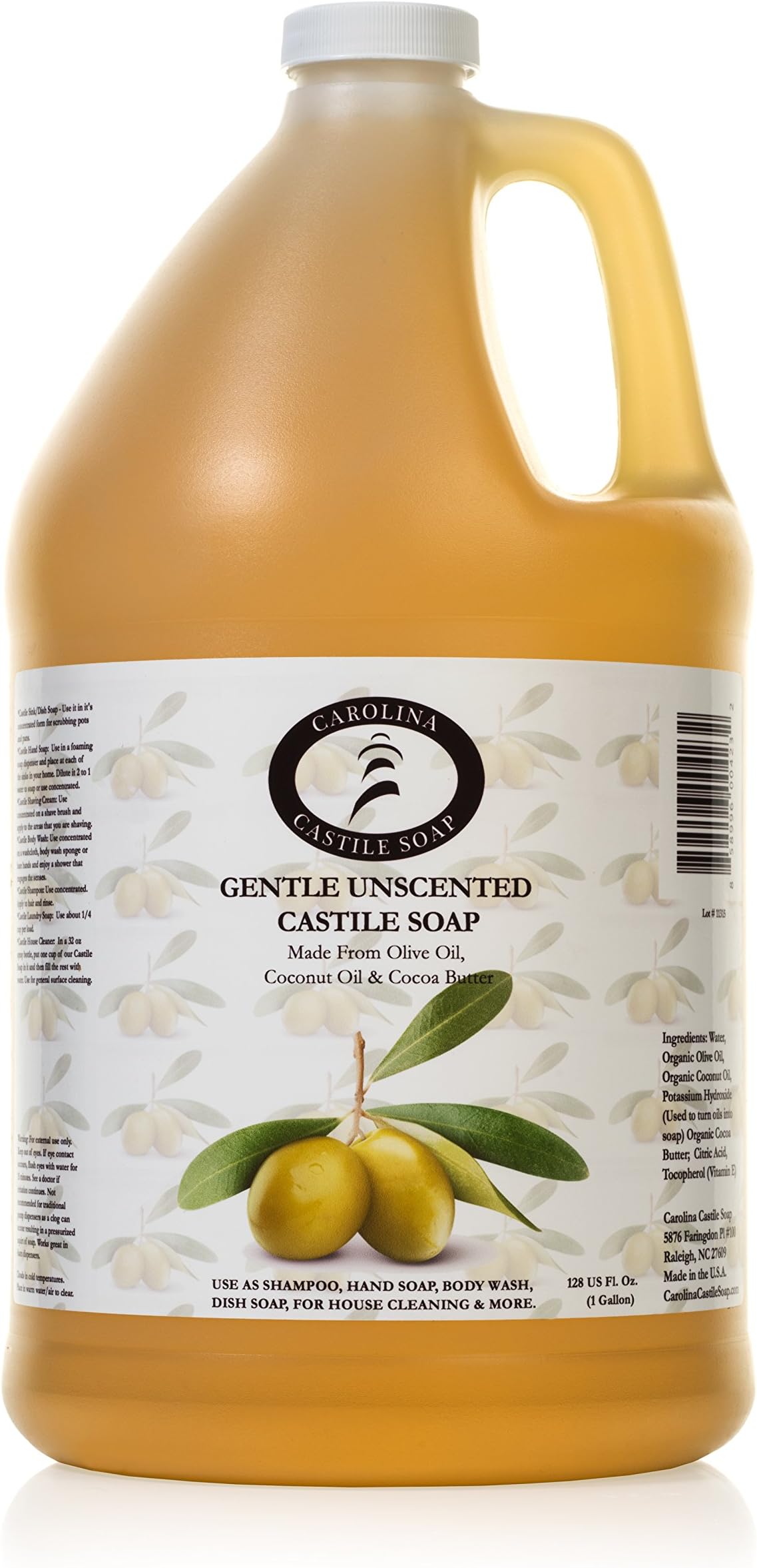 Carolina Castile Soap Gentle Unscented - Certified Organic